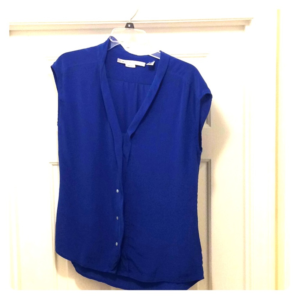 Max Studio Cap Sleeve Silk Shirt